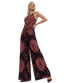 Burgundy Crochet Print Women’s Wide-Leg Pants