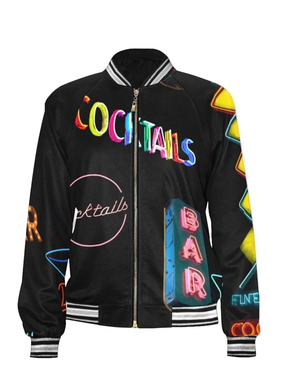 Vintage Neon Cocktails Bomber Jacket