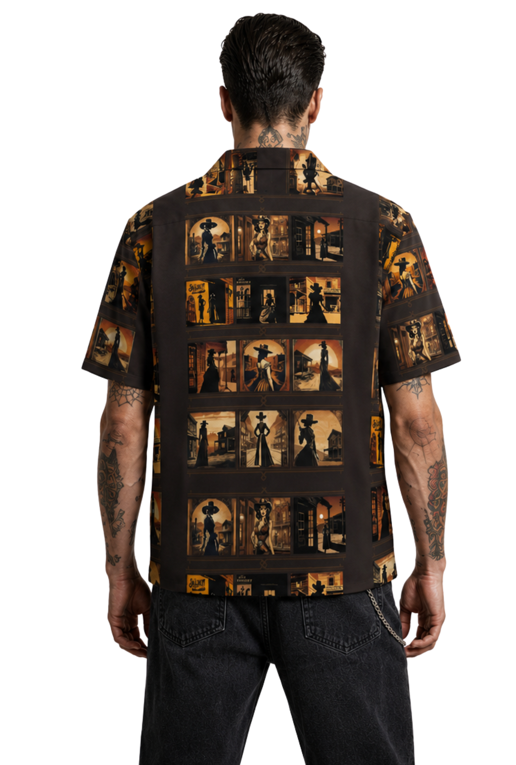 Western Saloon Men's Cuban Collar Shirt
