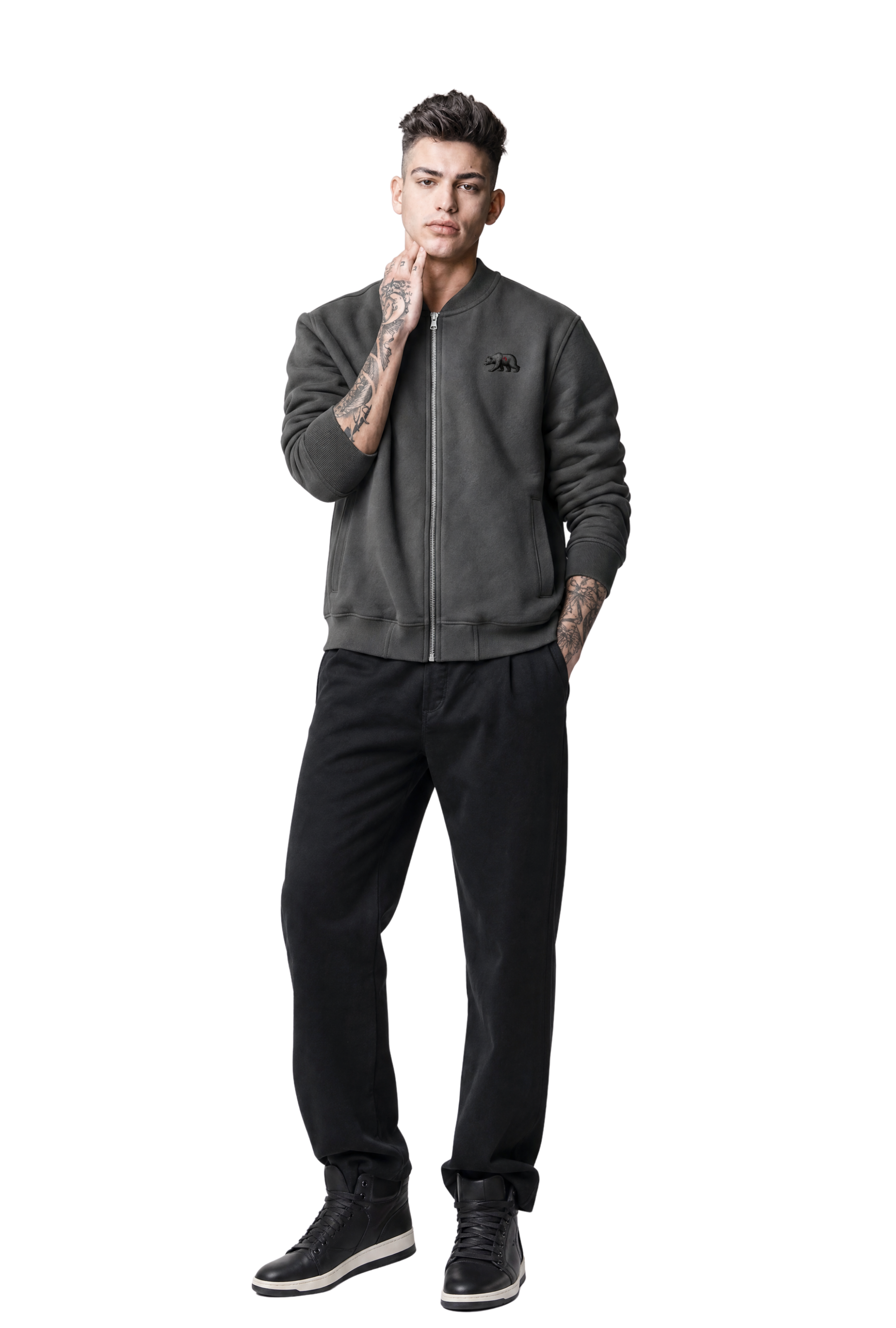 California O.G. Essential Zip-Up Fleeced Varsity Jacket
