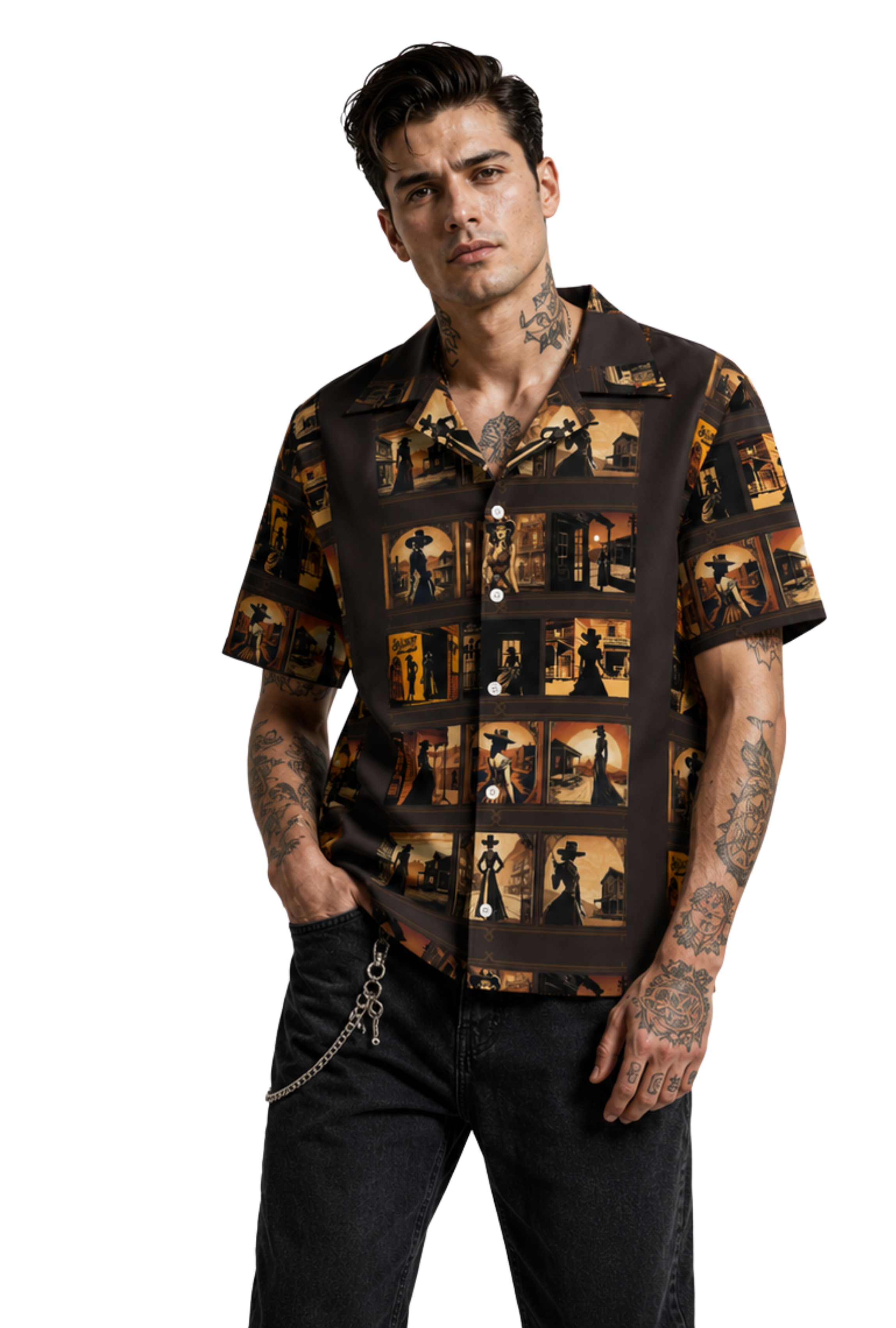 Western Saloon Men's Cuban Collar Shirt Main image