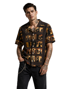 Western Saloon Men's Cuban Collar Shirt