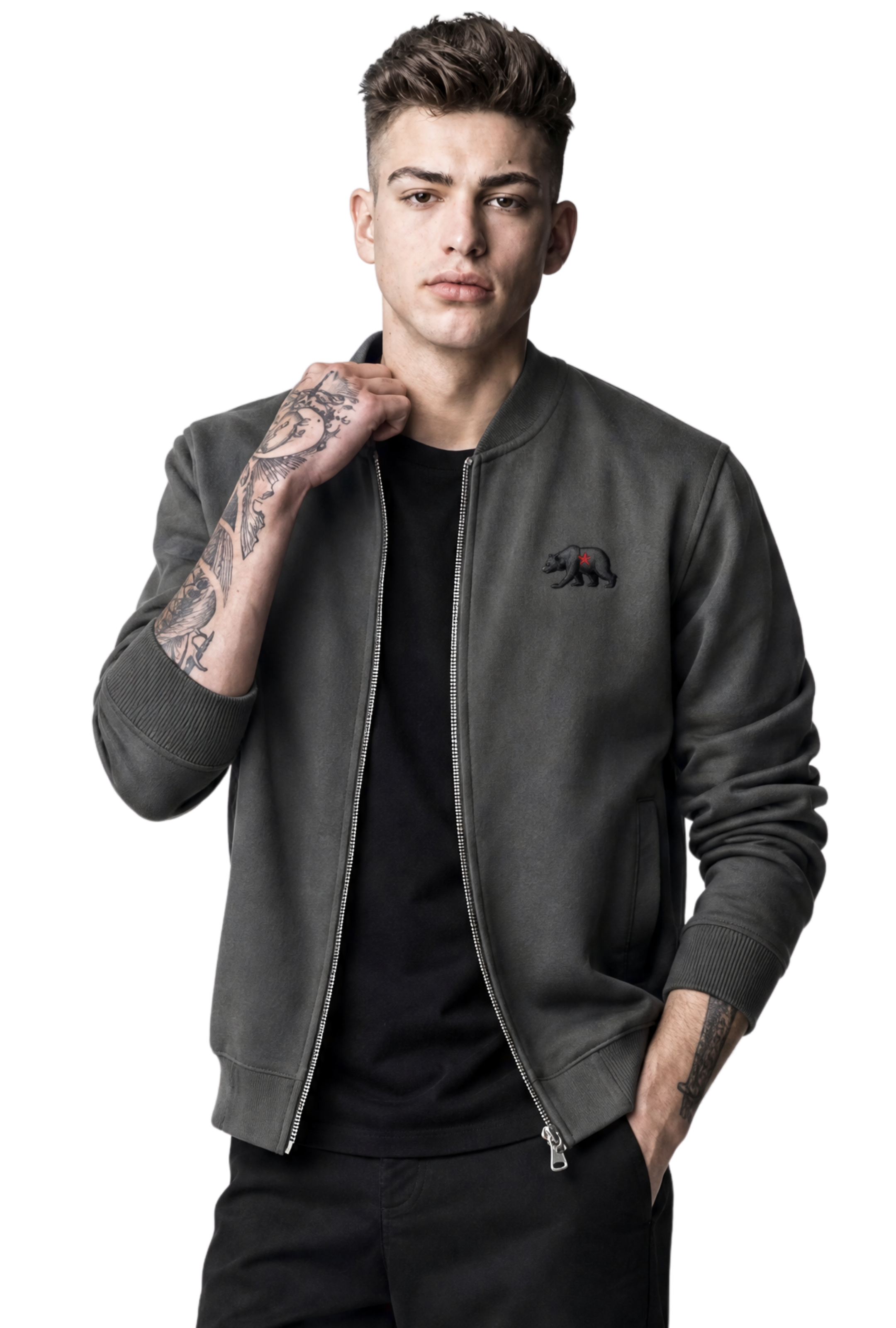 California O.G. Essential Zip-Up Fleeced Varsity Jacket Main image