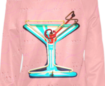 Pink Cocktail Print Bomber Jacket