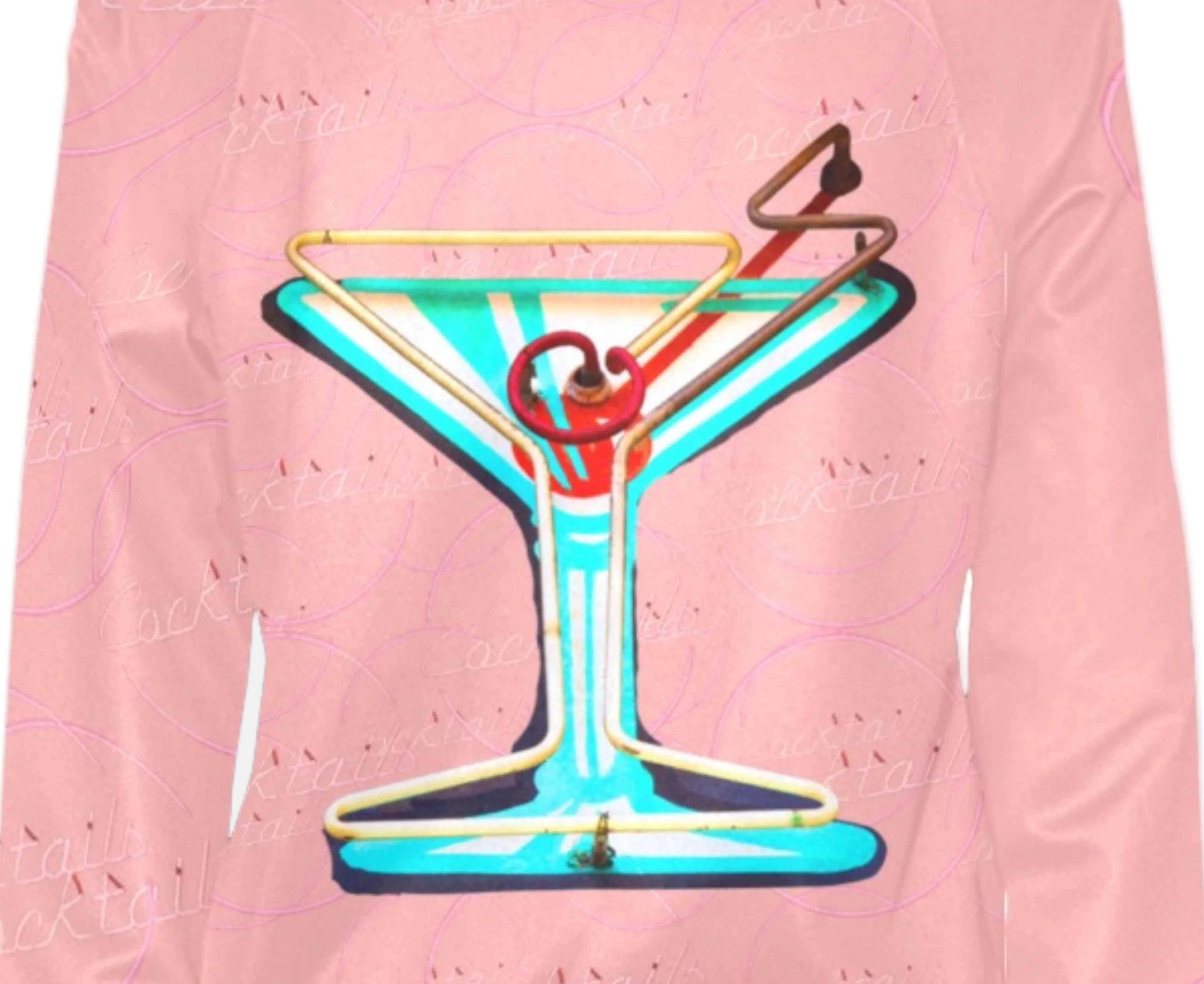Pink Cocktail Print Bomber Jacket