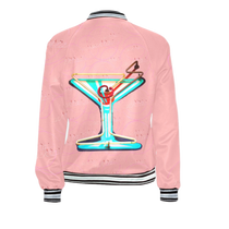 Pink Cocktail Print Bomber Jacket