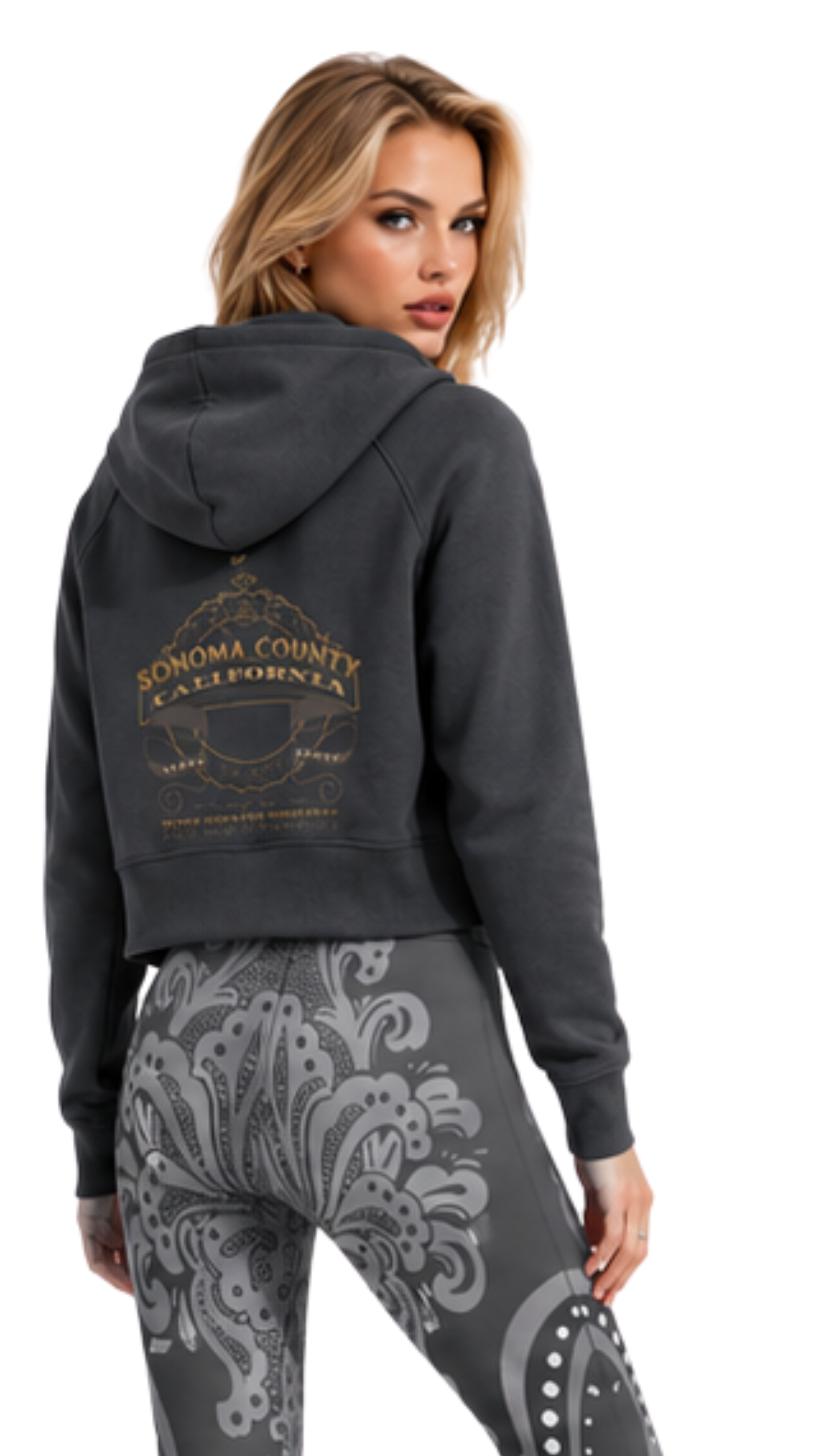 Sonoma County Wine Country Original Cropped Zip-Through Hoodie Main image