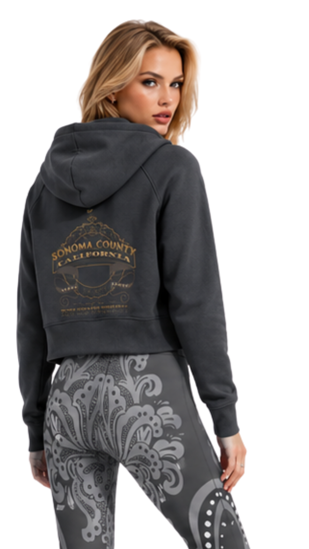 Sonoma County Wine Country Original Cropped Zip-Through Hoodie