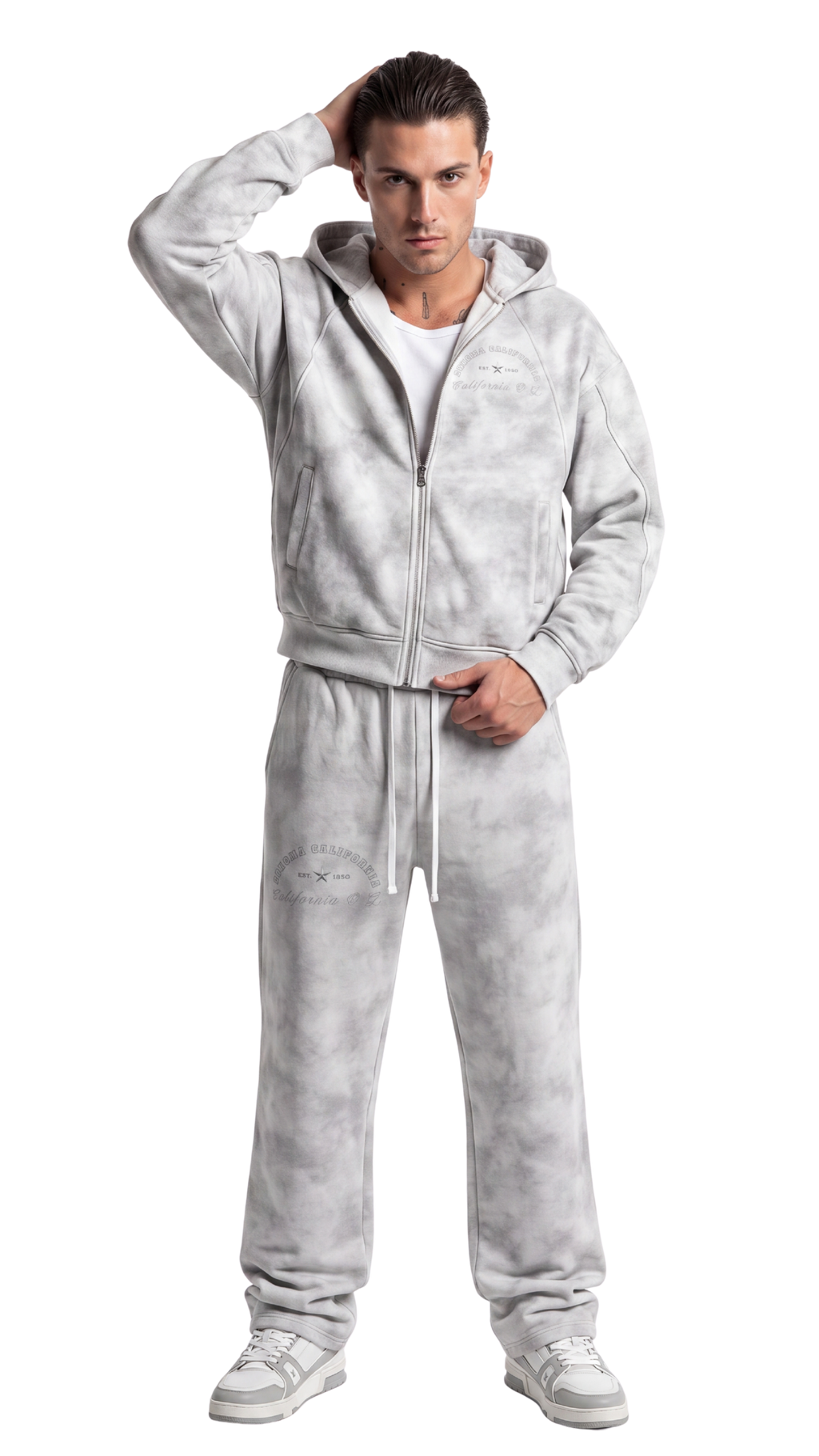 California O.G. Men's Dirty Washed Zip-Up Fleece Hoodie