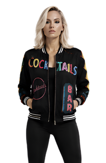 Vintage Neon Cocktails Bomber Jacket
