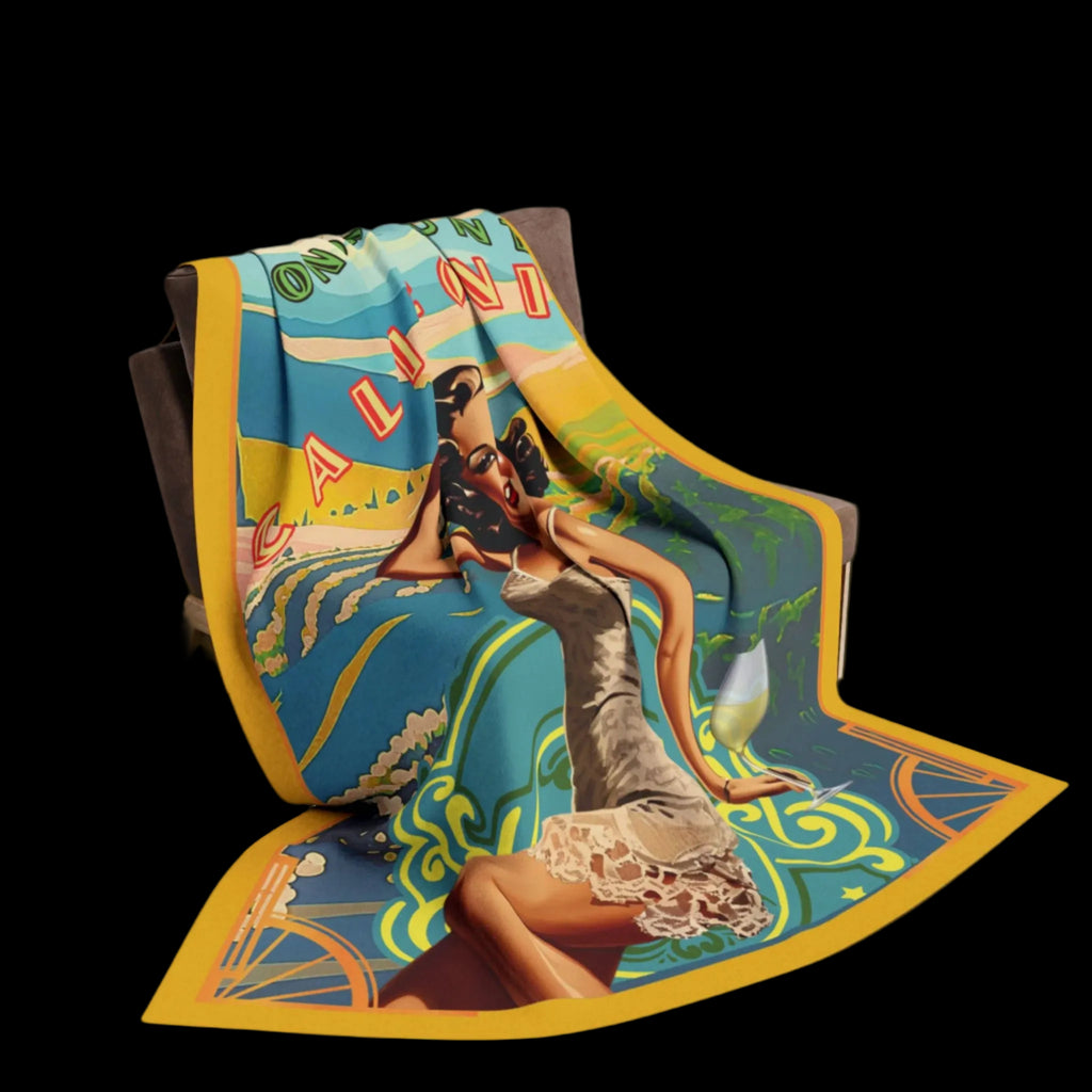 CHARDONNAY PINUP FLEECE BLANKET - Blankets from Printify