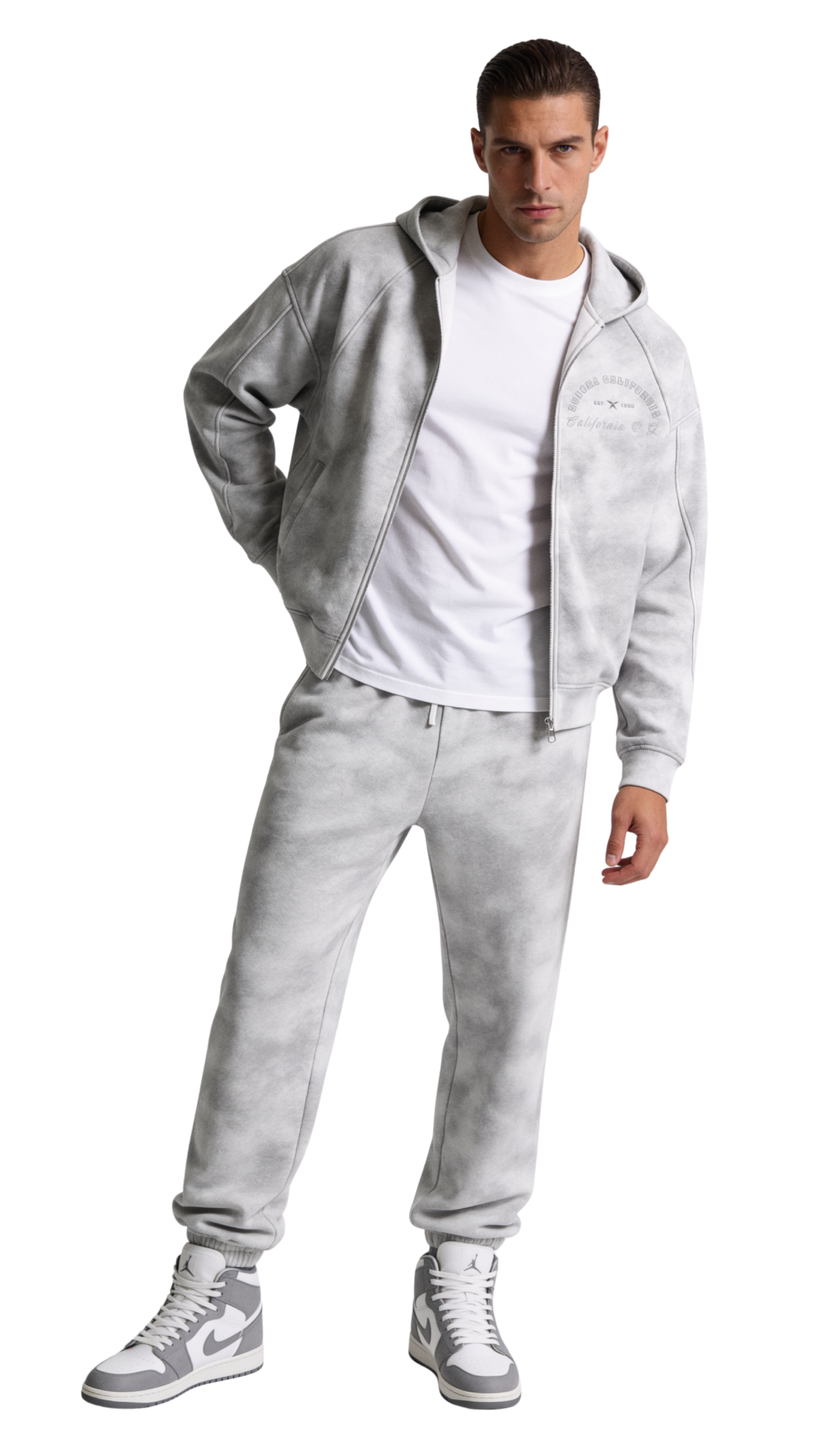 California O.G. Men's Dirty Washed Zip-Up Fleece Hoodie