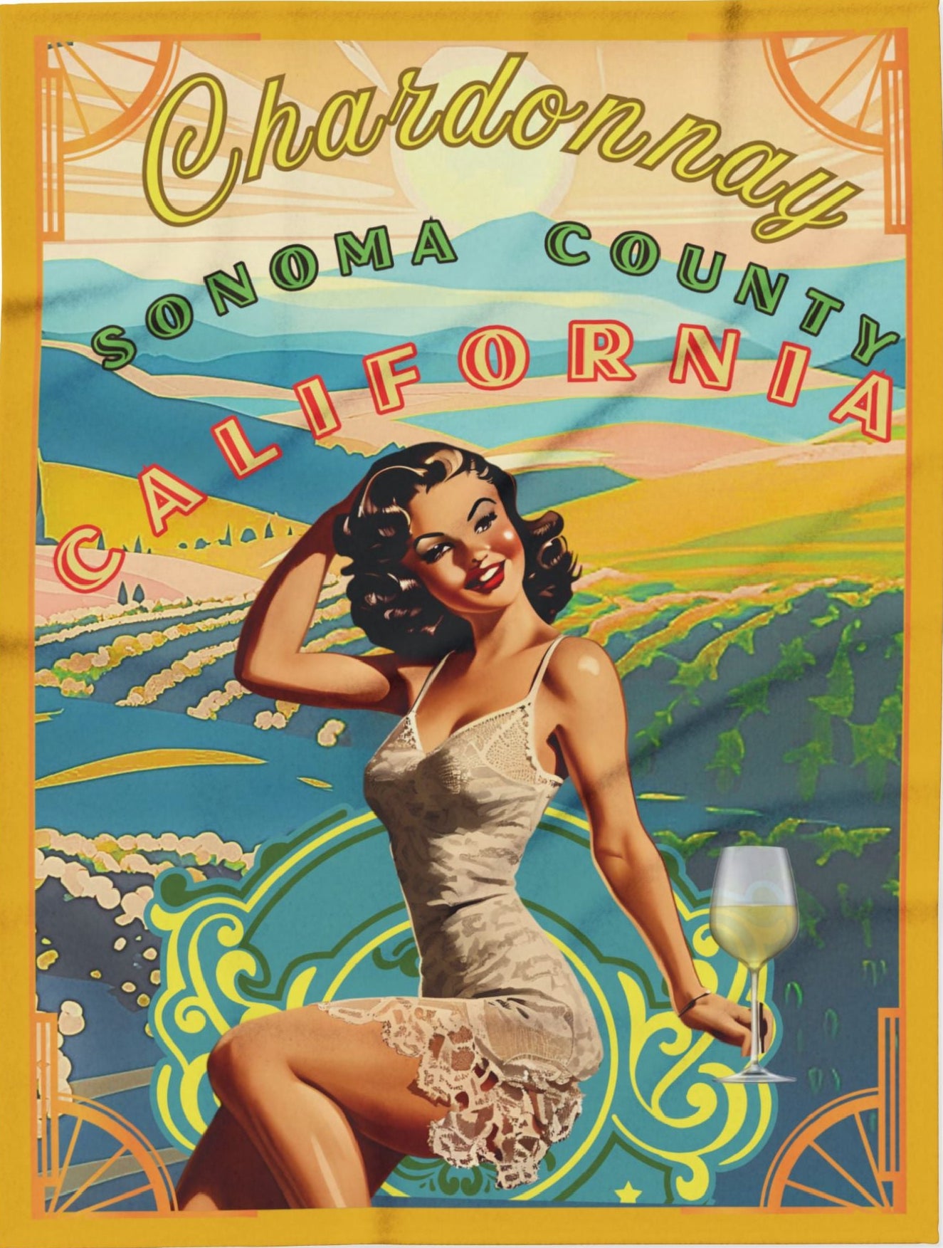 CHARDONNAY PINUP FLEECE BLANKET - Blankets from Printify