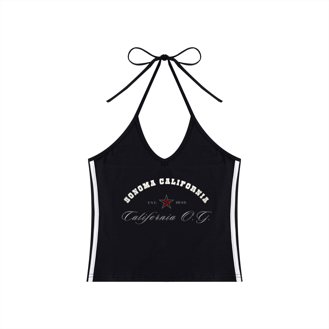 Women's Color Block Halter Crop Tank Top