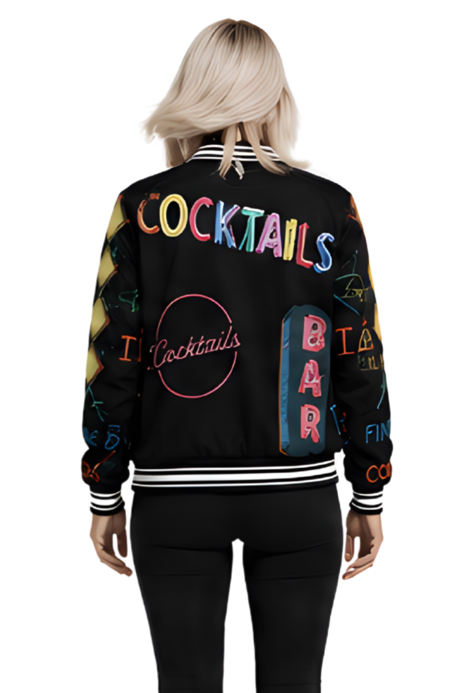 Vintage Neon Cocktails Bomber Jacket