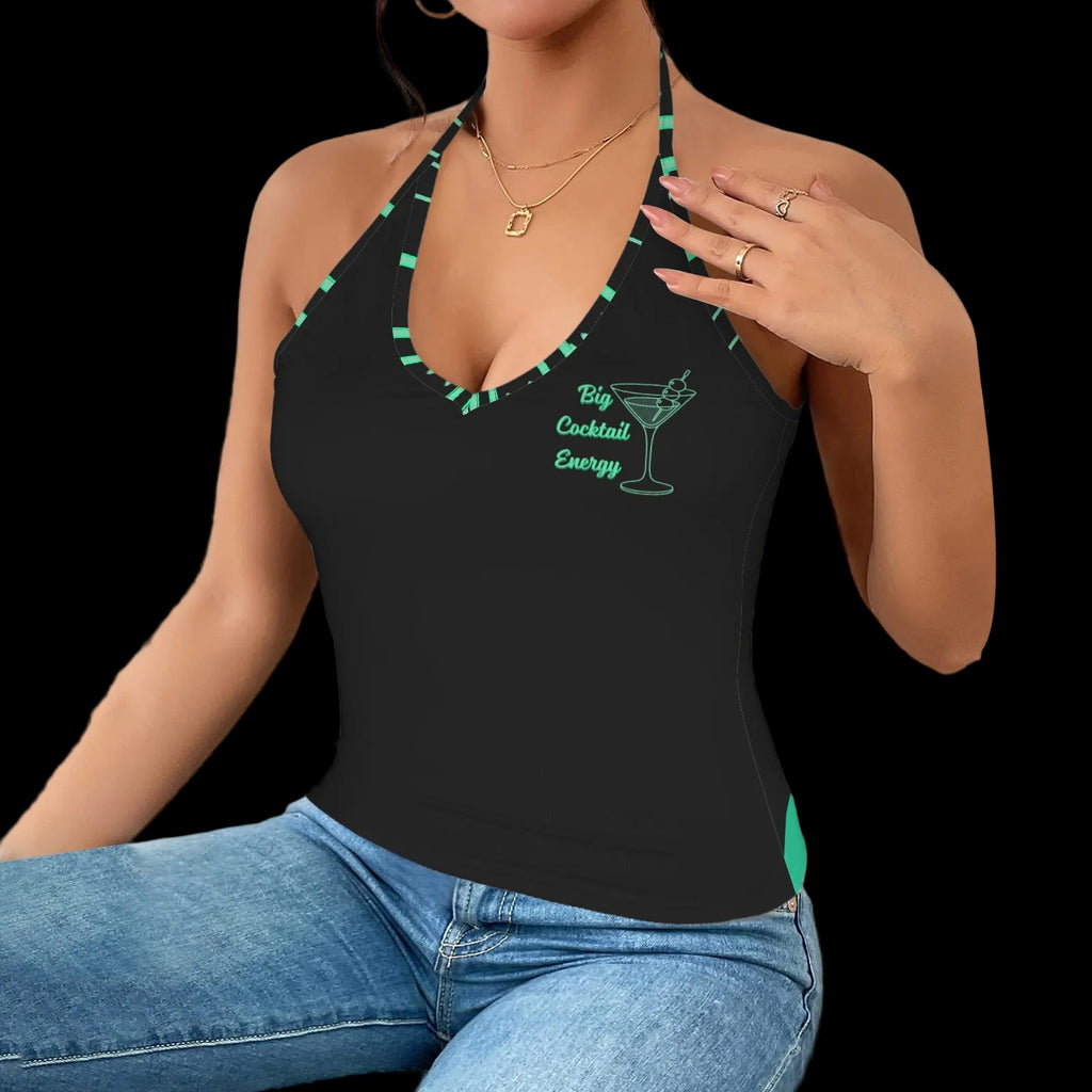 Big Cocktail Energy Women's V-Neck Halter Top