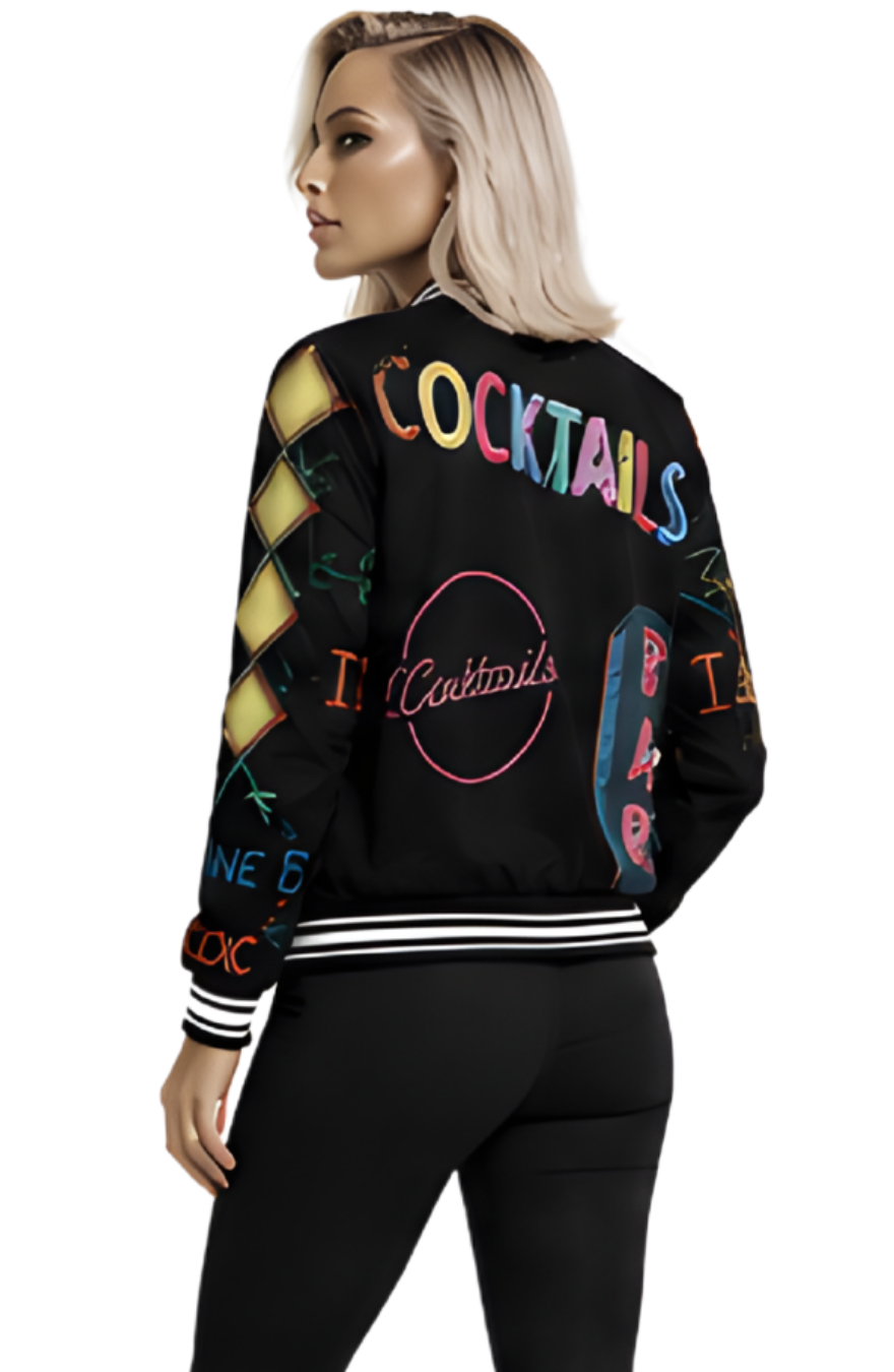 Vintage Neon Cocktails Bomber Jacket