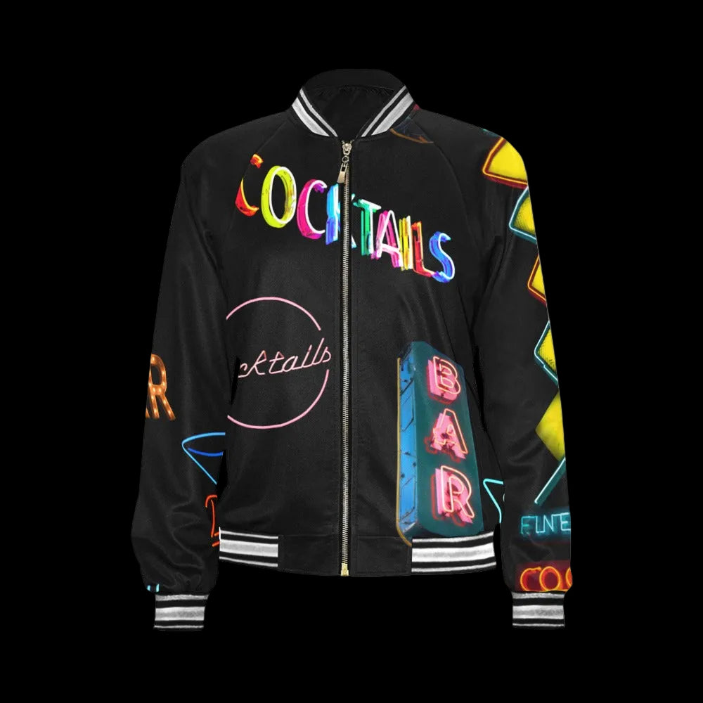 Vintage Neon Cocktails Bomber Jacket