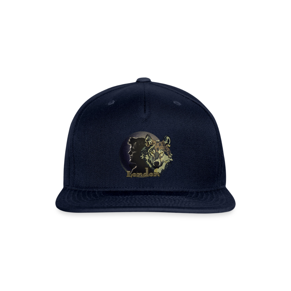 London Wolf Snapback Baseball Cap - navy