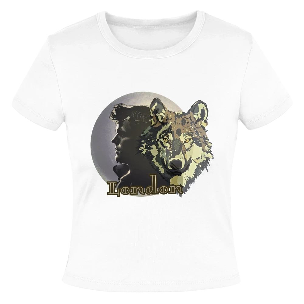 Jack London Moon Slim Fit Rib Women's T-Shirt - white