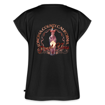 Pinot Noir Pinup Women's Roll Cuff T-Shirt - black