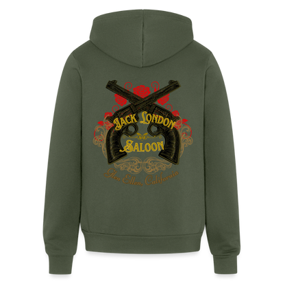 JACK LONDON SALOON  "OUTLAW" Unisex Full Zip Hoodie - military green