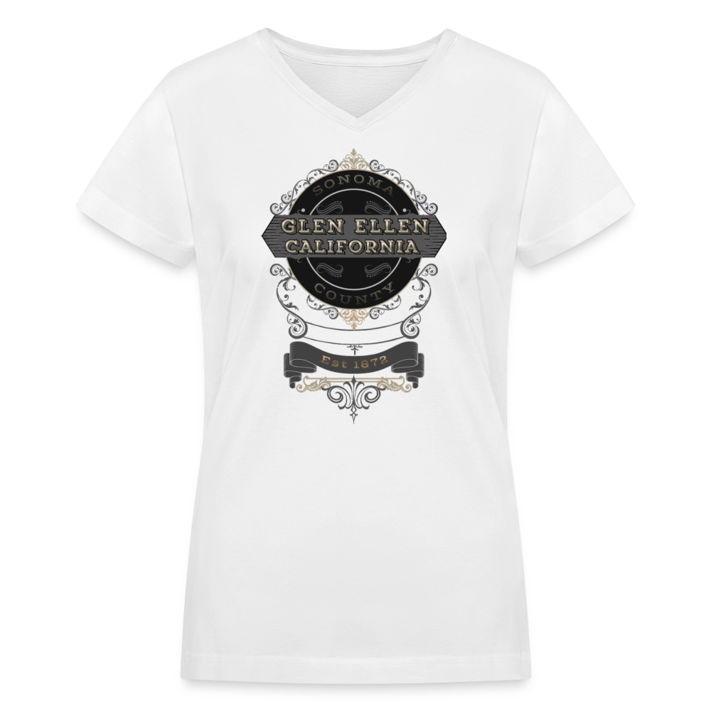 Glen Ellen Vintage Emblem Women's V-Neck T-Shirt - white