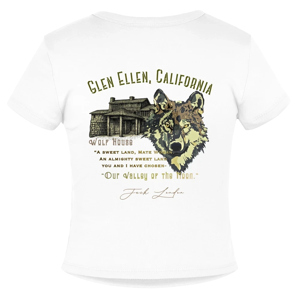Jack London Moon Slim Fit Rib Women's T-Shirt - white