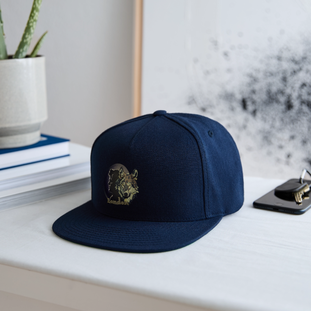 London Wolf Snapback Baseball Cap - navy