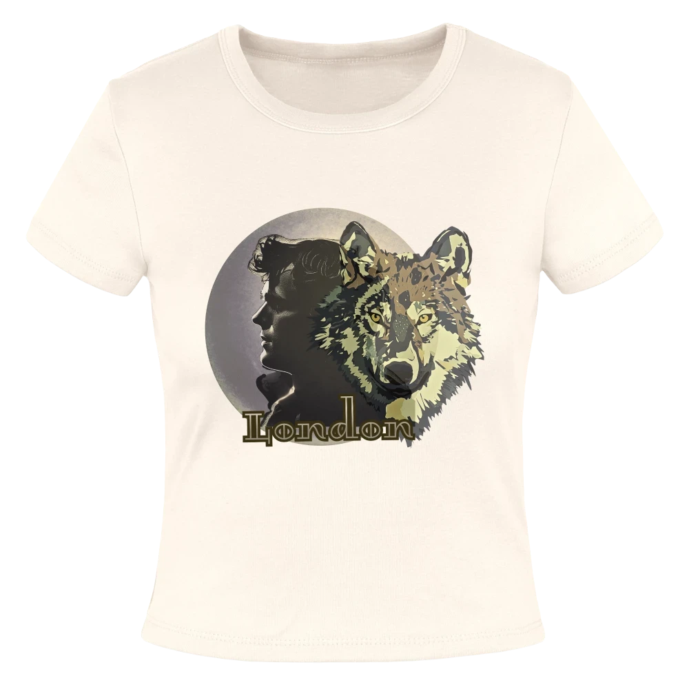 Jack London Moon Slim Fit Rib Women's T-Shirt - natural