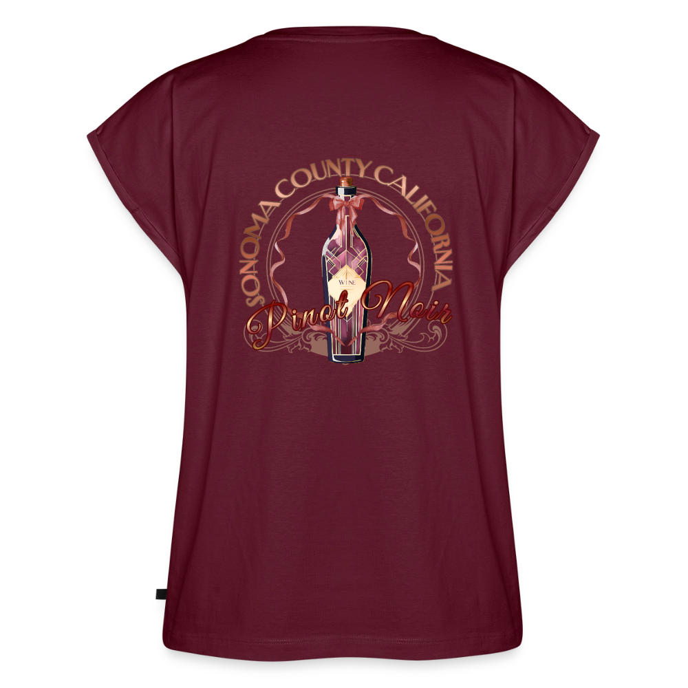 Pinot Noir Pinup Women's Roll Cuff T-Shirt - burgundy