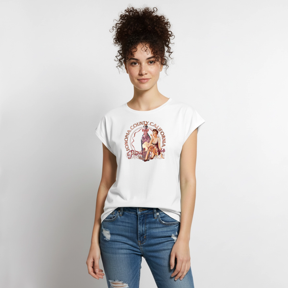 Pinot Noir Pinup Women's Roll Cuff T-Shirt - white