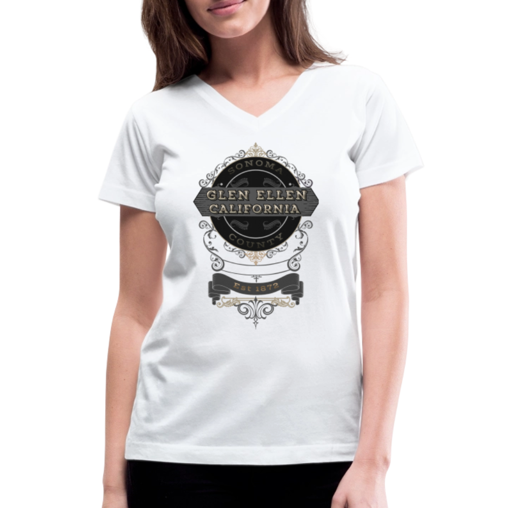 Glen Ellen Vintage Emblem Women's V-Neck T-Shirt - white