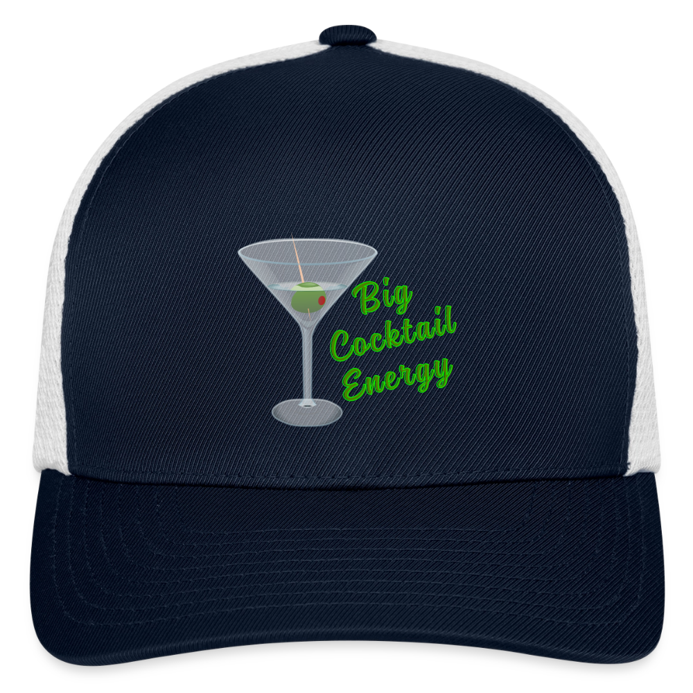 Big Cocktail Energy Flexfit Fitted Baseball Cap - navy/white