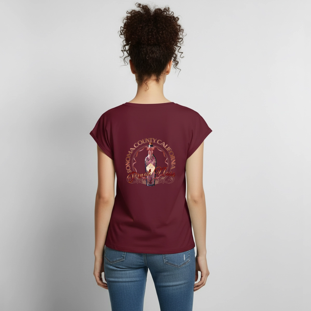 Pinot Noir Pinup Women's Roll Cuff T-Shirt - burgundy