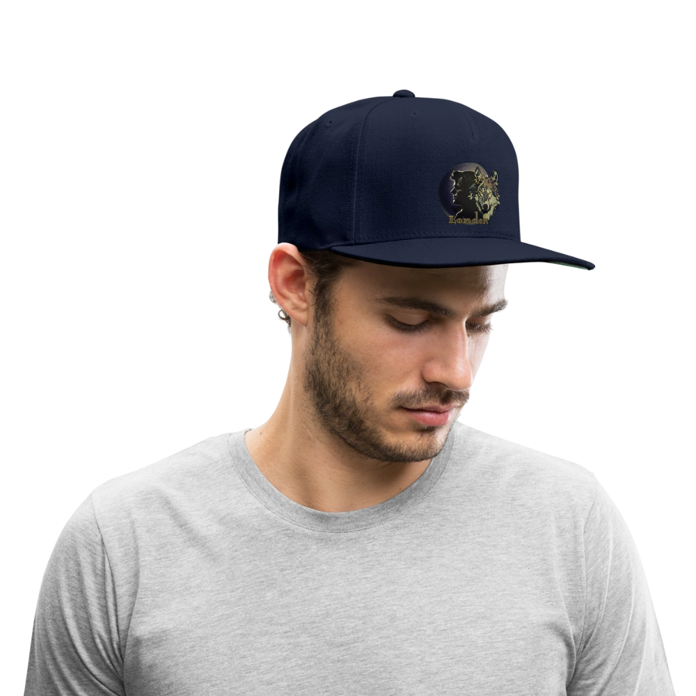 London Wolf Snapback Baseball Cap - navy