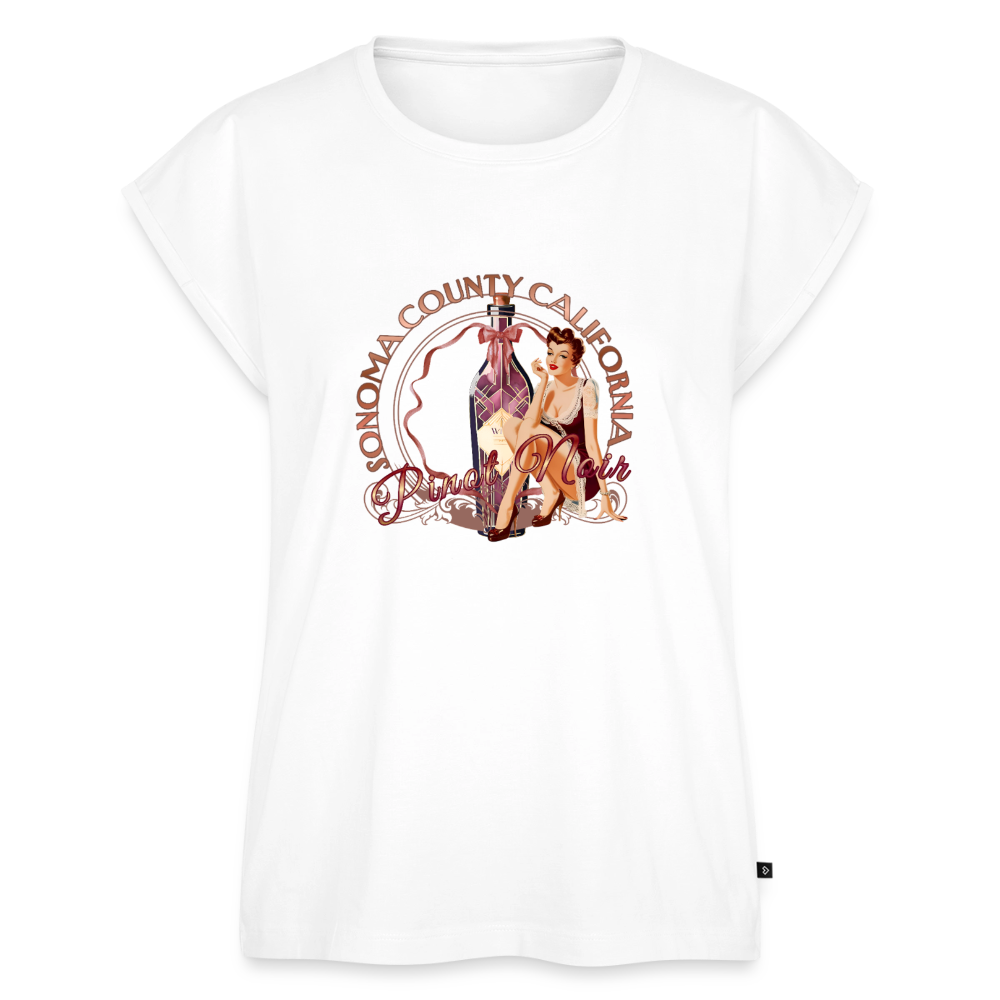 Pinot Noir Pinup Women's Roll Cuff T-Shirt - white