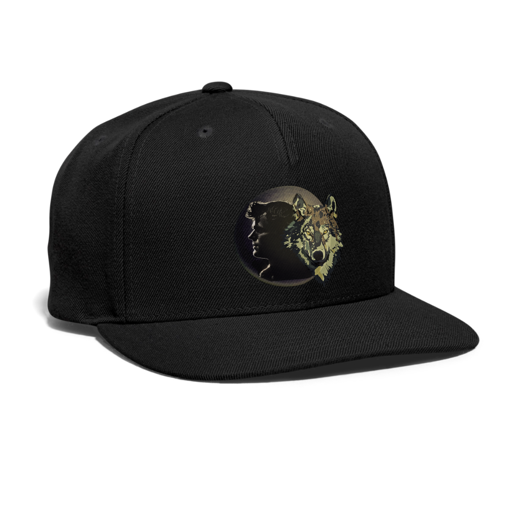 Jack London Wolf Snapback Baseball Cap - black
