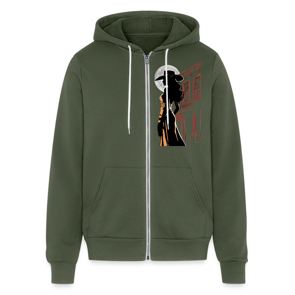 JACK LONDON SALOON  "OUTLAW" Unisex Full Zip Hoodie - military green