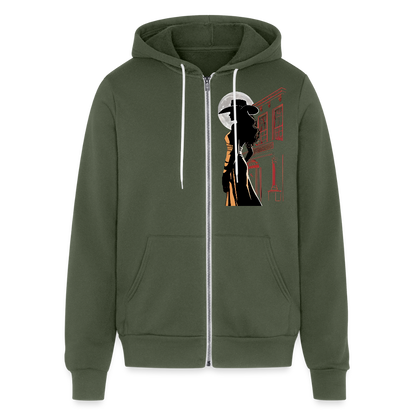 JACK LONDON SALOON  "OUTLAW" Unisex Full Zip Hoodie - military green