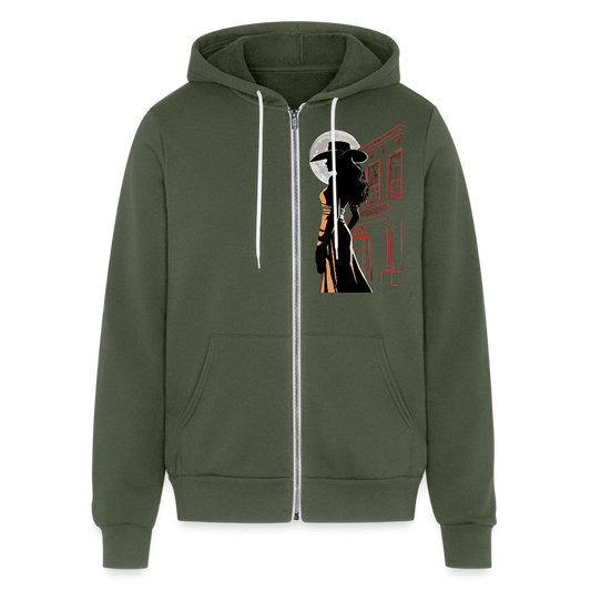 JACK LONDON SALOON  "OUTLAW" Unisex Full Zip Hoodie - military green