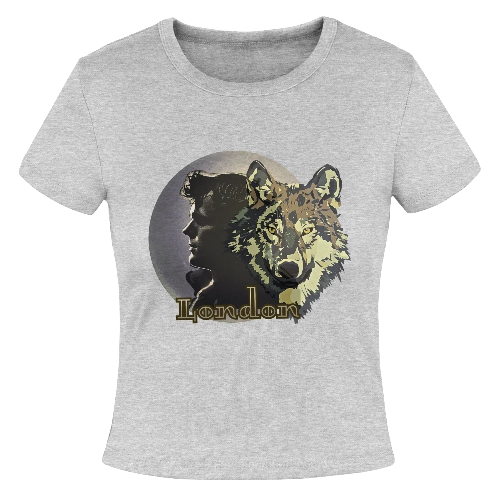 Jack London Moon Slim Fit Rib Women's T-Shirt - heather gray