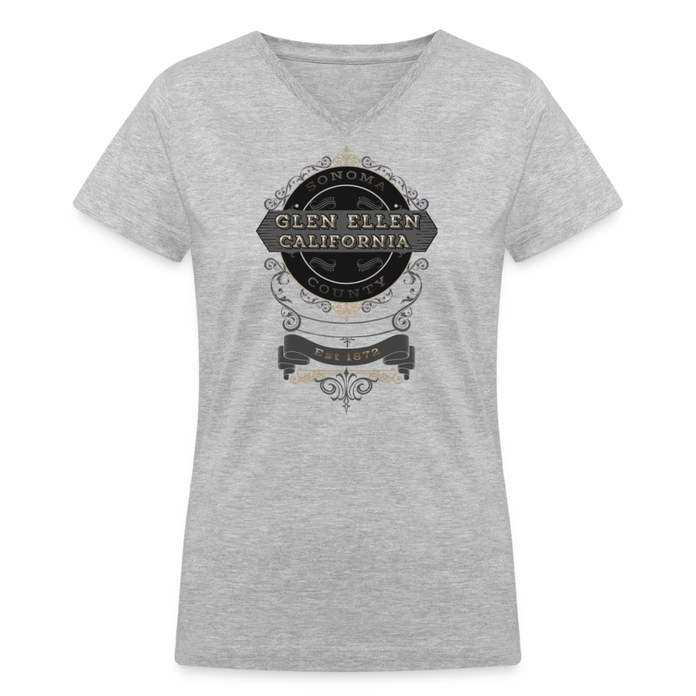 Glen Ellen Vintage Emblem Women's V-Neck T-Shirt - gray