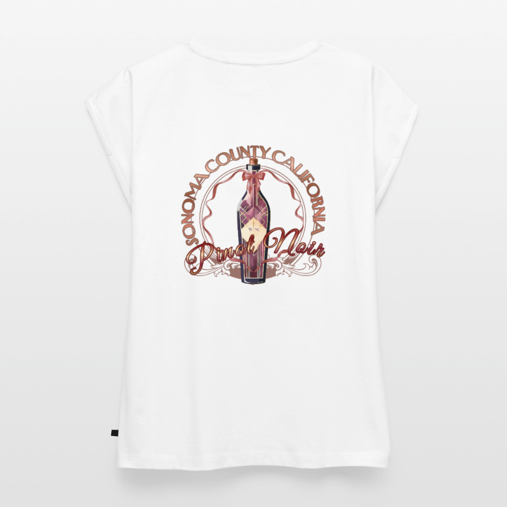 Pinot Noir Pinup Women's Roll Cuff T-Shirt - white