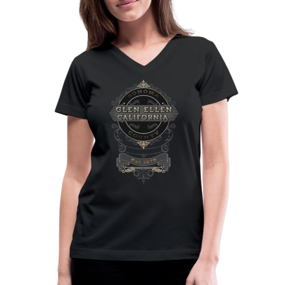 Glen Ellen Vintage Emblem Women's V-Neck T-Shirt - black