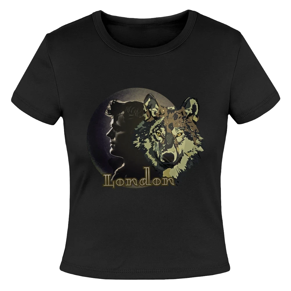 Jack London Moon Slim Fit Rib Women's T-Shirt - black