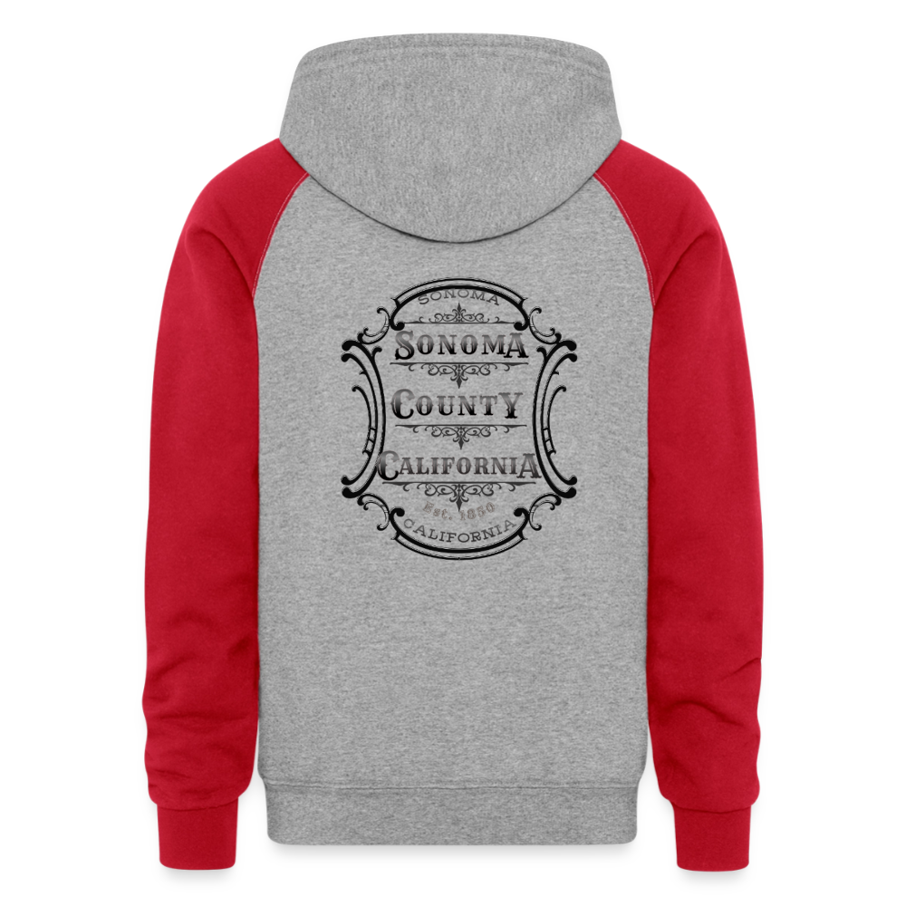 Colorblock Hoodie - heather grey/red
