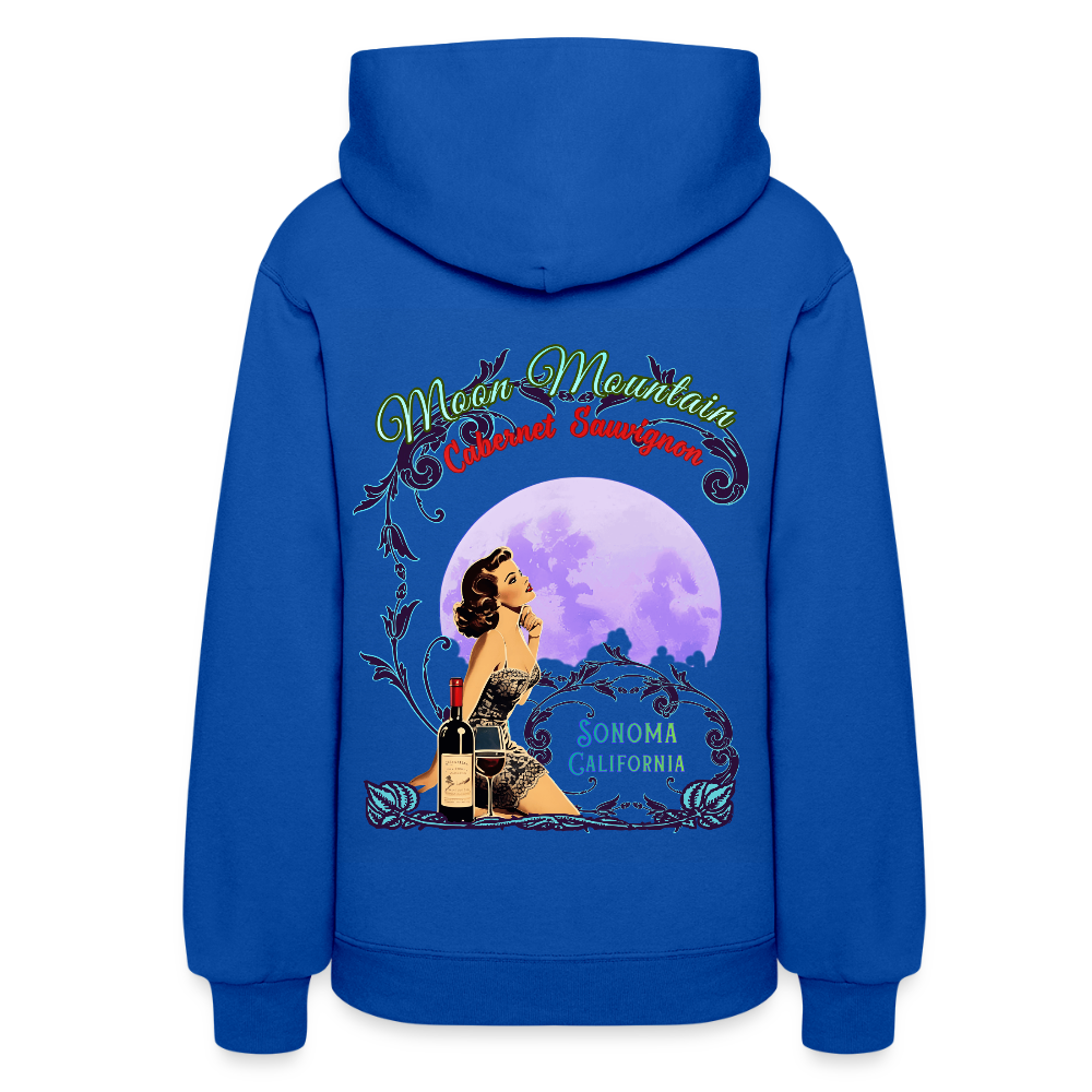 MOON MOUNTAIN CABERNET SAUVIGNON PINUP Women's Hoodie - royal blue