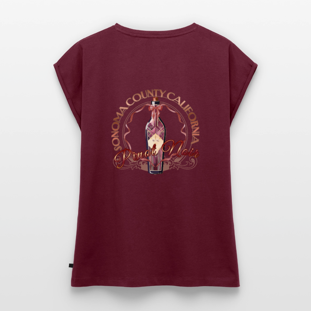 Pinot Noir Pinup Women's Roll Cuff T-Shirt - burgundy