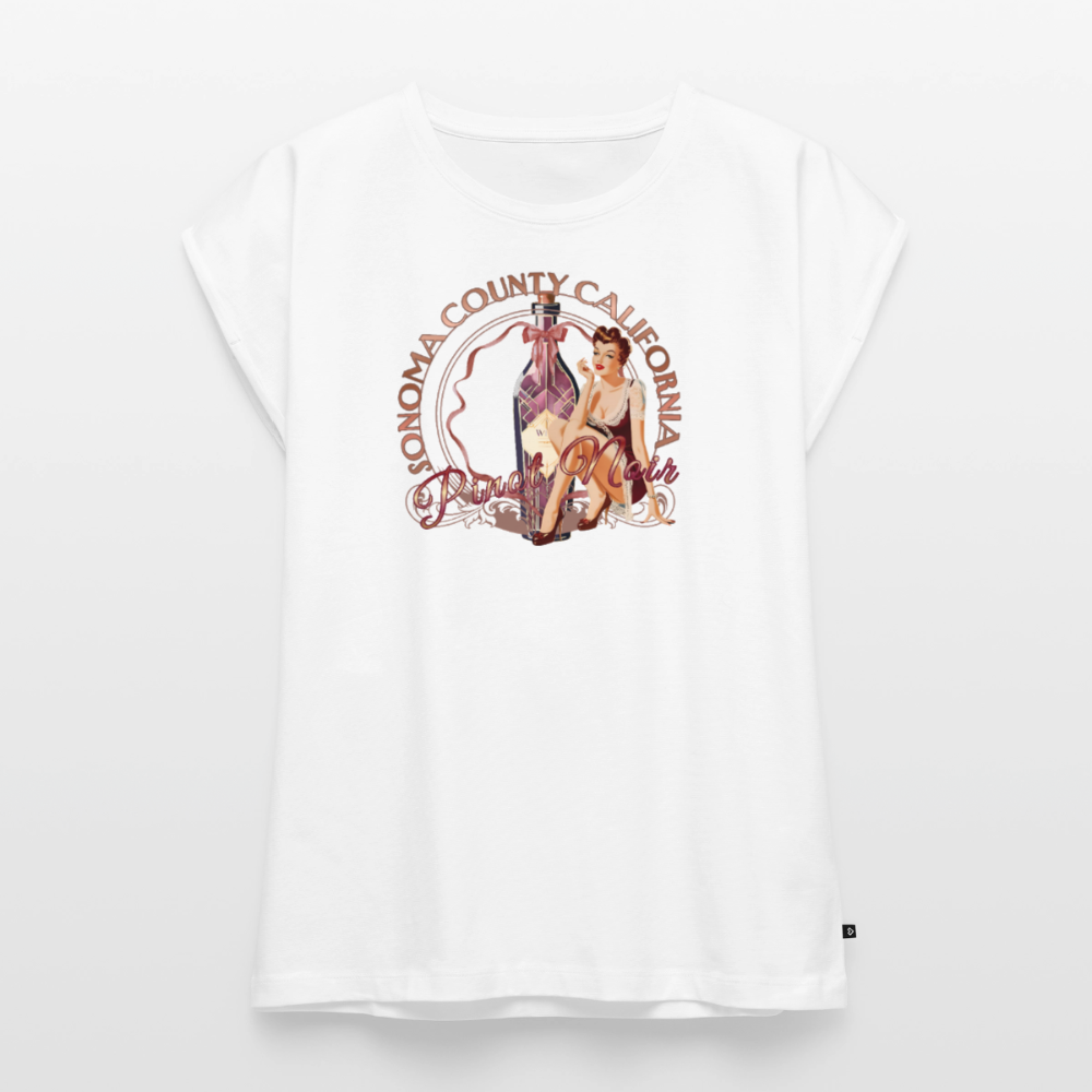 Pinot Noir Pinup Women's Roll Cuff T-Shirt - white